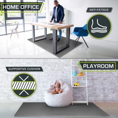 Image showing  Extra Thick Exercise Puzzle Mat 24 x 24 x 1 in. EVA Foam Interlocking Anti-Fatigue (6 pk.) (24 sq. ft.), Grey