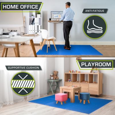 Image showing  Exercise Puzzle Mat Blue 24 in. x 24 in. x 0.5 in. EVA Foam Interlocking Anti-Fatigue Exercise Tile Mat (6-Pack)