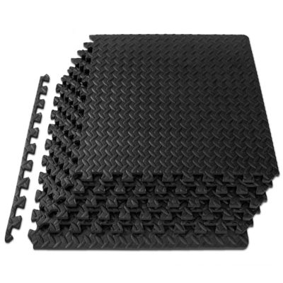 ProsourceFit Exercise Puzzle Mat 24 in. x 24 in. x 0.5 in. EVA Foam Interlocking Anti-Fatigue Exercise Tile Mat (6-Pack), Black