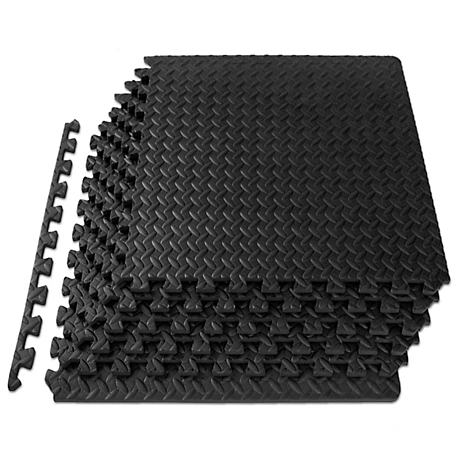 ProsourceFit Exercise Puzzle Mat 24 in. x 24 in. x 0.5 in. EVA Foam Interlocking Anti-Fatigue Exercise Tile Mat (6-Pack), Black