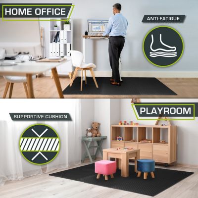 Image showing  Exercise Puzzle Mat, EVA Foam Interlocking Anti-Fatigue Exercise Tile Mat, 24 in. x 24 in. x 0.5 in., Black, 6-Pack