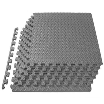 ProsourceFit Exercise Puzzle Mat, EVA Foam Interlocking Anti-Fatigue Exercise Tile Mat, 24 in. x 24 in. x 0.5 in., Grey, 6-Pack