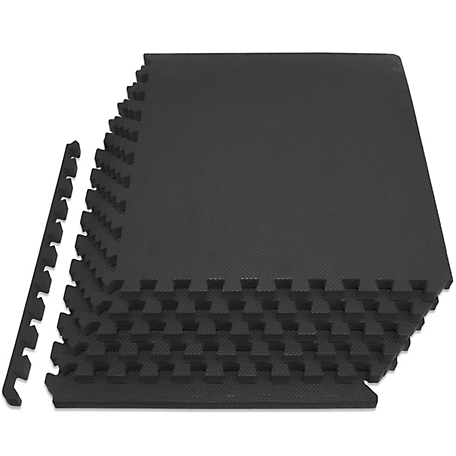 ProsourceFit Thick Exercise Puzzle Mat 24 in. x 24 in. x 0.75 in. EVA Foam Interlocking Anti-Fatigue (6 pk.) (24 sq. ft.), Black