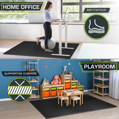 Image showing  Thick Exercise Puzzle Mat, EVA Foam Interlocking Anti-Fatigue, 24 in. x 24 in. x 0.75 in., Black, 6-Pack