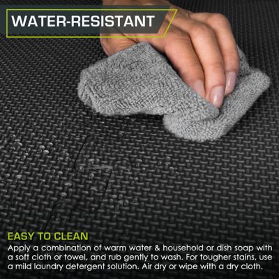 Image showing  Thick Exercise Puzzle Mat, EVA Foam Interlocking Anti-Fatigue, 24 in. x 24 in. x 0.75 in., Black, 6-Pack