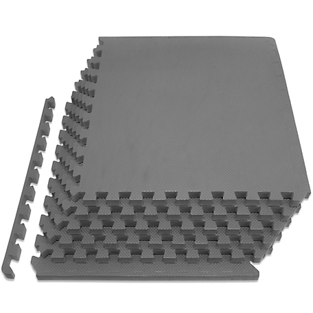 ProsourceFit Thick Exercise Puzzle Mat 24 in. x 24 in. x 0.75 in. EVA Foam Interlocking Anti-Fatigue (6 pk.) (24 sq. ft.), Grey