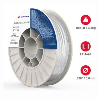 Kinger 0.030 in. Gasless Flux Core MIG Welding Wire, Mild Steel E71T-GS, 10 lb. Spool