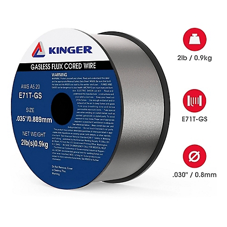 Kinger 0.035" Flux Core Mig Welding Wire, Mild Steel E71T-GS, 2-Pound Spool, Pack of 1