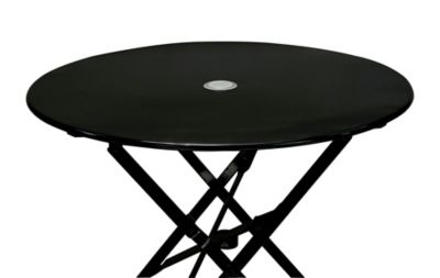 Image showing  30 in. Round Folding Metal Bistro Table with Umbrella Hole