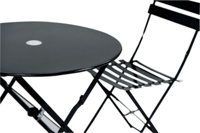 Image showing 5 th Carolina Chair & Table 30 in. Round Folding Metal Bistro Table with Umbrella Hole