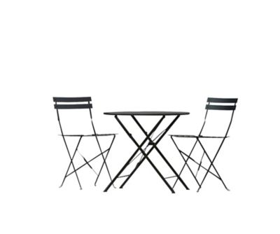 Image showing 6 th Carolina Chair & Table 30 in. Round Folding Metal Bistro Table with Umbrella Hole