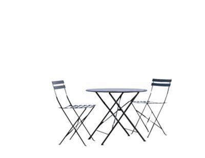 Image showing 7 th Carolina Chair & Table 30 in. Round Folding Metal Bistro Table with Umbrella Hole