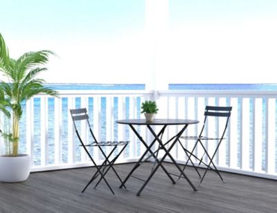 Image showing 10 th Carolina Chair & Table 30 in. Round Folding Metal Bistro Table with Umbrella Hole