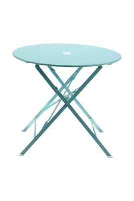 Image showing  30 in. Round Folding Metal Bistro Table with Umbrella Hole