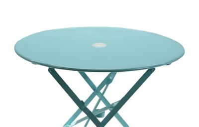 Image showing  30 in. Round Folding Metal Bistro Table with Umbrella Hole