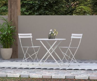 Image showing 5 th Carolina Chair & Table 30 in. Round Folding Metal Bistro Table with Umbrella Hole