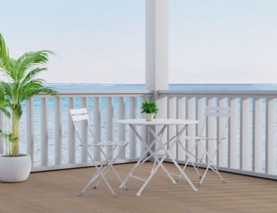 Image showing 7 th Carolina Chair & Table 30 in. Round Folding Metal Bistro Table with Umbrella Hole