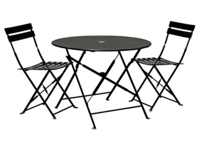 Image showing  36 in. Round Folding Metal Bistro Table with Umbrella Hole