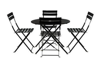 Image showing  36 in. Round Folding Metal Bistro Table with Umbrella Hole