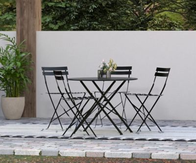 Image showing  36 in. Round Folding Metal Bistro Table with Umbrella Hole