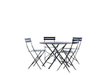 Image showing 5 th Carolina Chair & Table 36 in. Round Folding Metal Bistro Table with Umbrella Hole