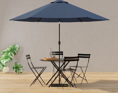 Image showing 7 th Carolina Chair & Table 36 in. Round Folding Metal Bistro Table with Umbrella Hole
