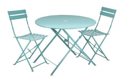 Image showing  36 in. Round Folding Metal Bistro Table with Umbrella Hole