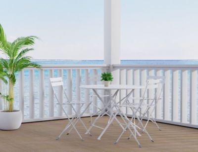 Image showing  36 in. Round Folding Metal Bistro Table with Umbrella Hole