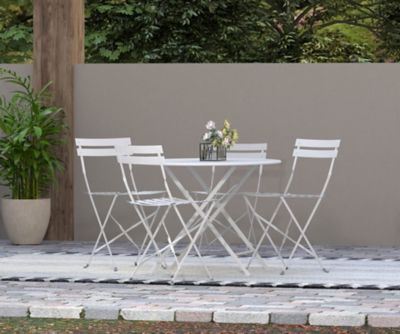 Image showing  36 in. Round Folding Metal Bistro Table with Umbrella Hole