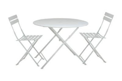 Image showing 5 th Carolina Chair & Table 36 in. Round Folding Metal Bistro Table with Umbrella Hole