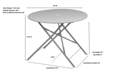 Image showing 7 th Carolina Chair & Table 36 in. Round Folding Metal Bistro Table with Umbrella Hole