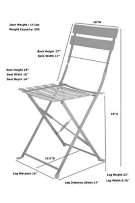 Image showing  Set of 2 Folding Metal Bistro Chair