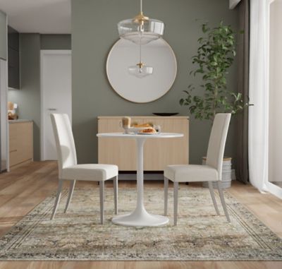 Image showing 6 th Carolina Chair & Table Enzo 30 in. Round Marble Top Dining Table