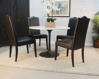 Image showing  Enzo 40 in. Round Marble Top Dining Table