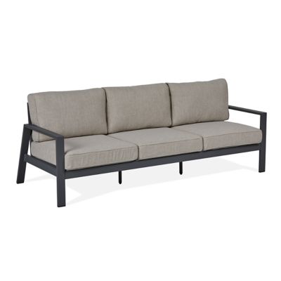 Image showing  Aegean 80 in. Metal Outdoor Couch in Weathered Slate With Cushions