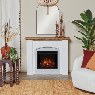 Real Flame Anika 49 in. Electric Fireplace in White Stucco