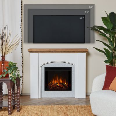 Image showing  Anika 49 in. Electric Fireplace in White Stucco