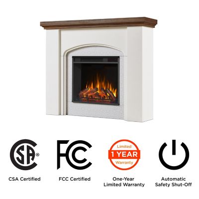 Image showing  Anika 49 in. Electric Fireplace in White Stucco