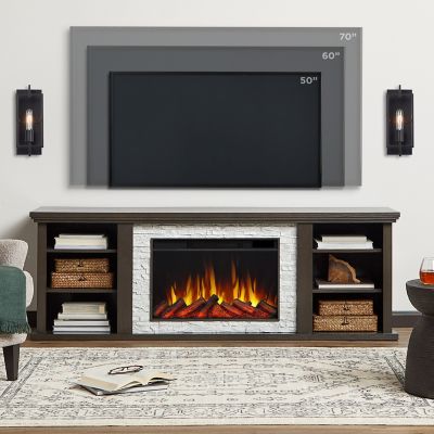 Real Flame Kenai 72 in. Slim Electric Fireplace TV Stand in Dark Oak