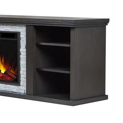 Image showing  Kenai 72 in. Slim Electric Fireplace TV Stand in Dark Oak