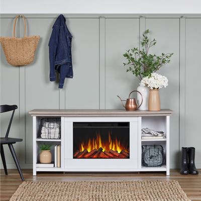 Real Flame Tramore 62 in. Slim Electric Fireplace TV Stand in White