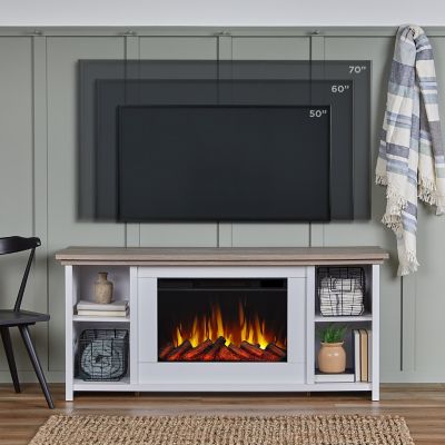Image showing  Electric Indoor Tramore Slim Fireplace TV Stand, 62 in., White