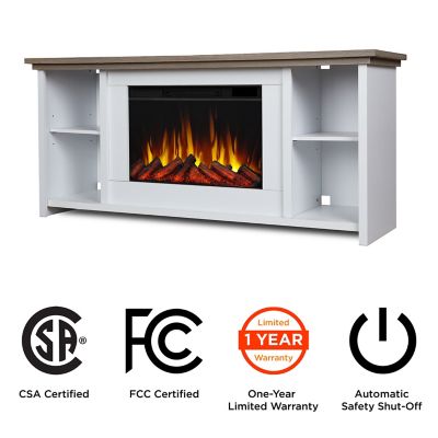 Image showing  Electric Indoor Tramore Slim Fireplace TV Stand, 62 in., White