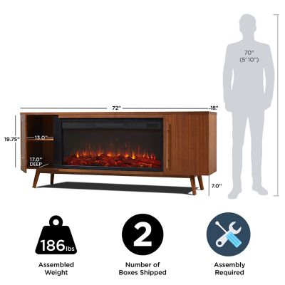 Image showing  Morris 72 in. Landscape Electric Fireplace TV Stand in Vintage Black Maple