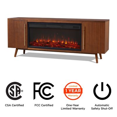 Image showing  Morris 72 in. Landscape Electric Fireplace TV Stand in Vintage Black Maple