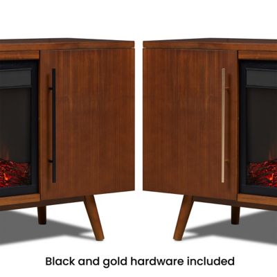 Image showing  Morris 72 in. Landscape Electric Fireplace TV Stand in Vintage Black Maple