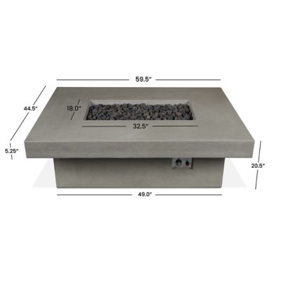 Image showing  Geneva 60 in. Rectangle Concrete Propane Fire Pit Table With Hidden Tank in Ash by Jensen Co.