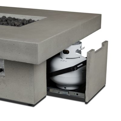 Image showing  Geneva 60 in. Rectangle Concrete Propane Fire Pit Table With Hidden Tank in Ash by Jensen Co.
