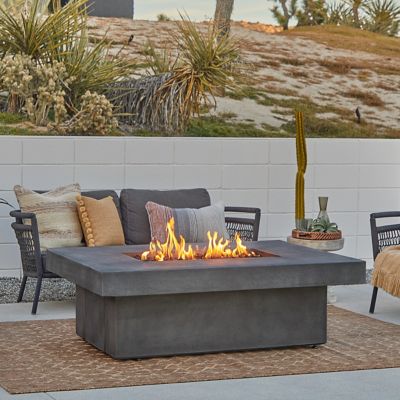 Jensen Geneva 60 in. Rectangle Concrete Propane Fire Pit Table With Hidden Tank in Smoke by Jensen Co.