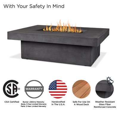 Image showing  Geneva 60 in. Rectangle Concrete Propane Fire Pit Table With Hidden Tank in Smoke by Jensen Co.